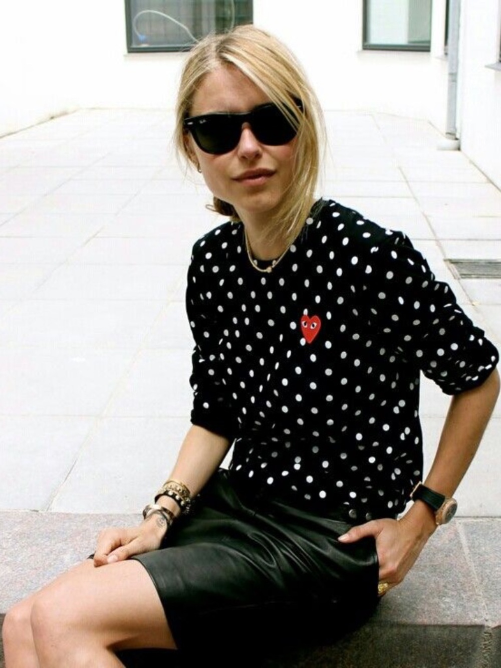 Comme des Garcons Play Polka Dot Long Sleeve Top